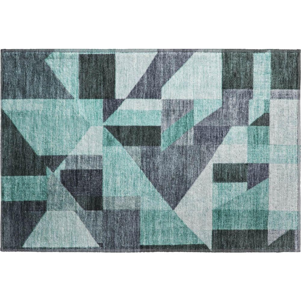 Mayfield Premium Machine Washable Abstract AMF2365 Teal 3 ft. x 4 ft. Area Rug price history on PriceWatchPro