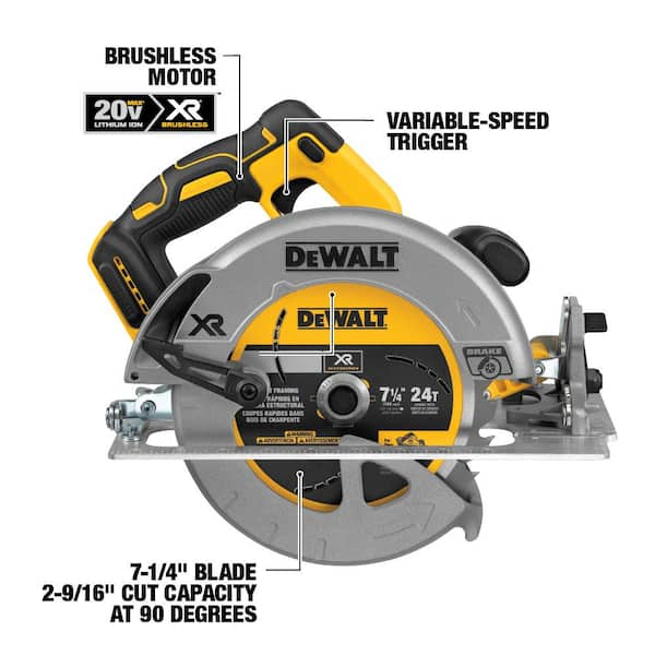 DEWALT 20V MAX XR Cordless Brushless 7-1/4 in. Circular Saw (Tool Only)  DCS570B - The Home Depot