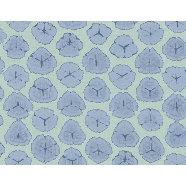 Seabrook Designs Shibori Blossoms Metallic Periwinkle and Teal Paper Strippable Roll (Covers 60.75 sq. ft.)