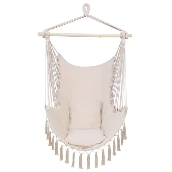 Karl home 2.6 ft. Tassel Fabric Hammock Chair Swing with Cushions