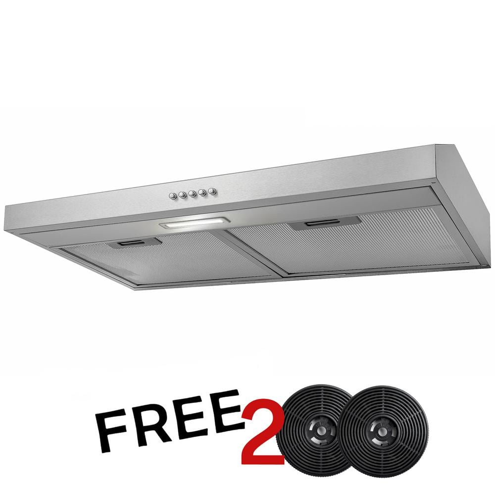 30-Inch Convertible Stainless Steel Under Cabinet Range Hood with Charcoal Filters