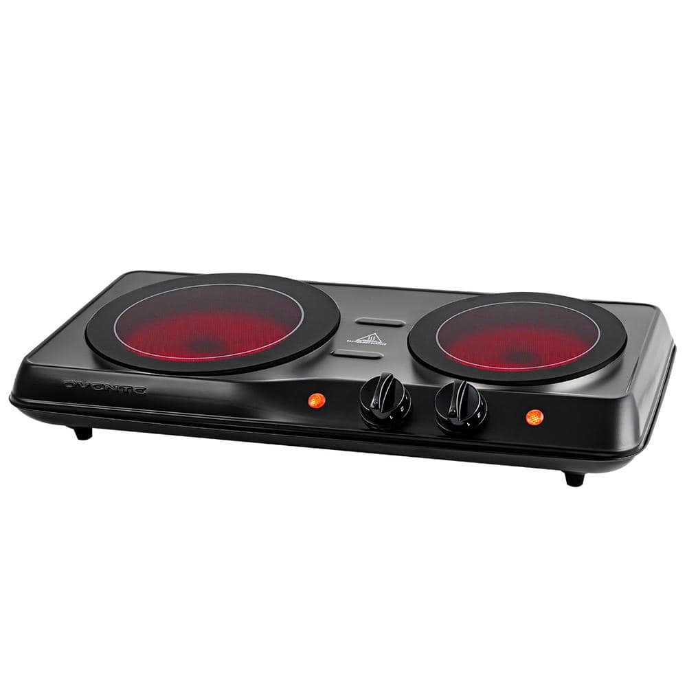 Double Burner Electric Stove Cast Iron Hot Plates Heavy Duty Cooktop Silver  New