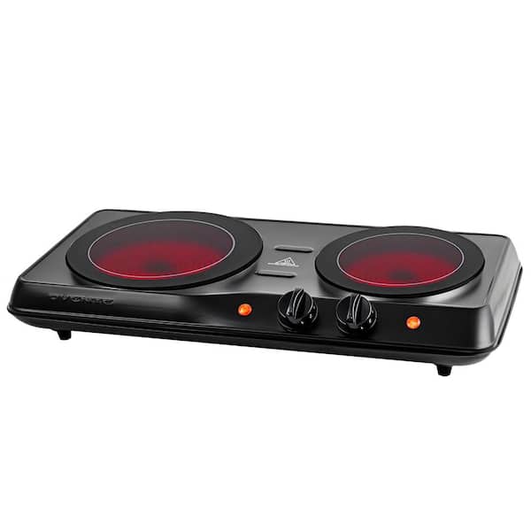 Double Infrared Burner 7.75 in. and 6.75 in. Black Hot Plate