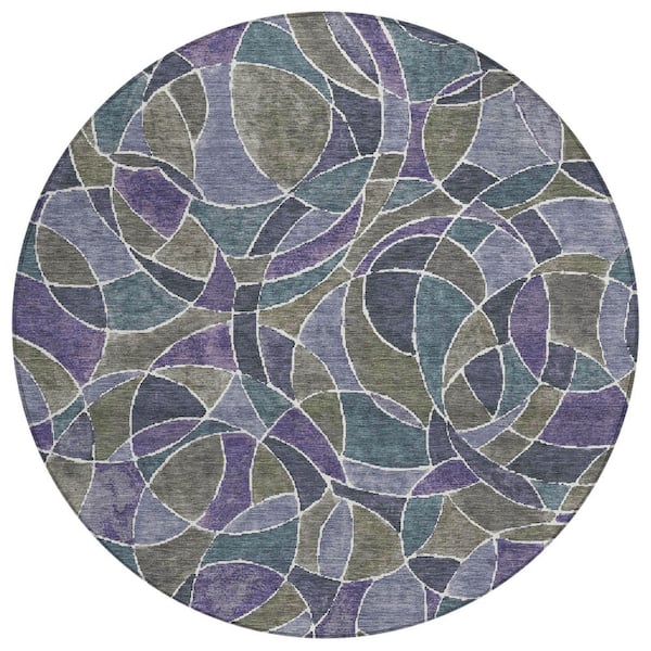 Addison Rugs Chantille Machine Washable Indoor/Outdoor Abstract ACN2208 Purple 8 ft. x 8 ft. Area Rug
