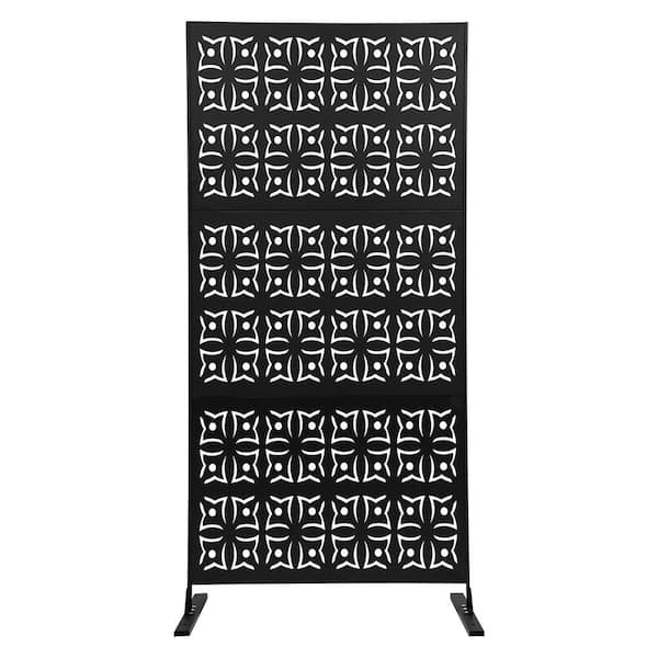 Black 6.2 ft. x 2.9 ft. Steel Outdoor/Indoor Decorative Privacy Panel Balcony Garden Privacy Screen