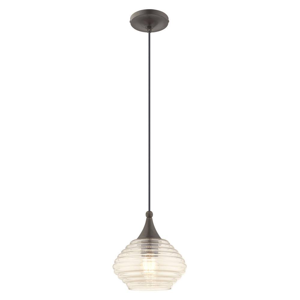 English Bronze Mini Pendant with Champagne Glass Shade