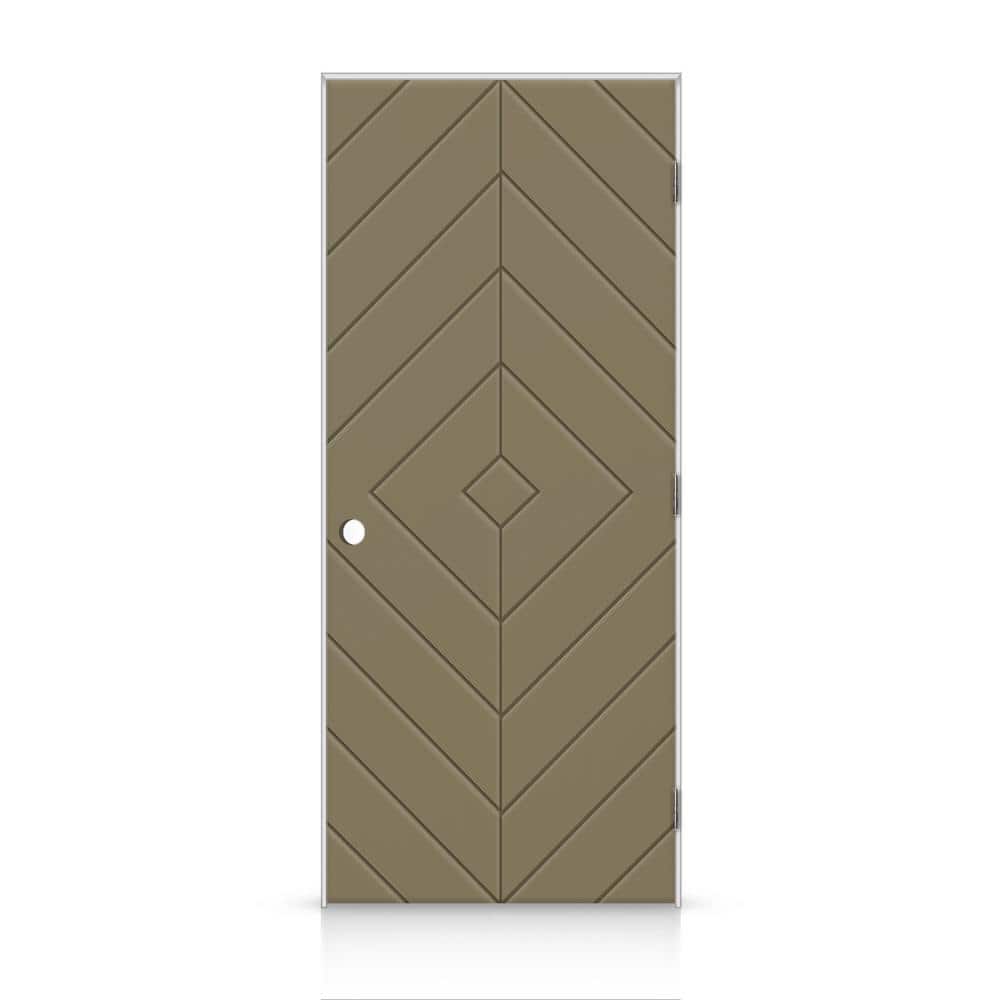 28 in. x 80 in. Diamond Left-Handed Hollow-Core Olive Green Painted Smooth Composite Single Prehung Interior Door price history on PriceWatchPro