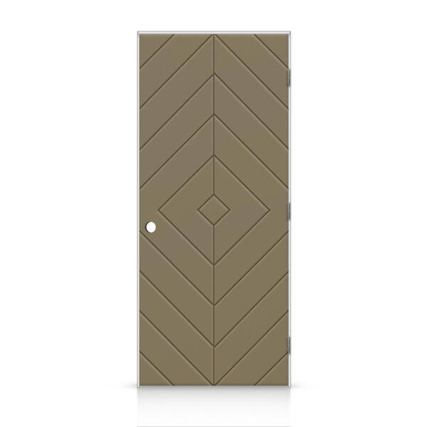 CALHOME 38 in. x 84 in. Diamond Left-Handed Hollow-Core Olive Green Painted Smooth Composite Single Prehung Interior Door