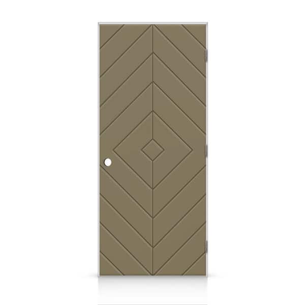 CALHOME 32 in. x 96 in. Diamond Left-Handed Hollow-Core Olive Green Painted Smooth Composite Single Prehung Interior Door