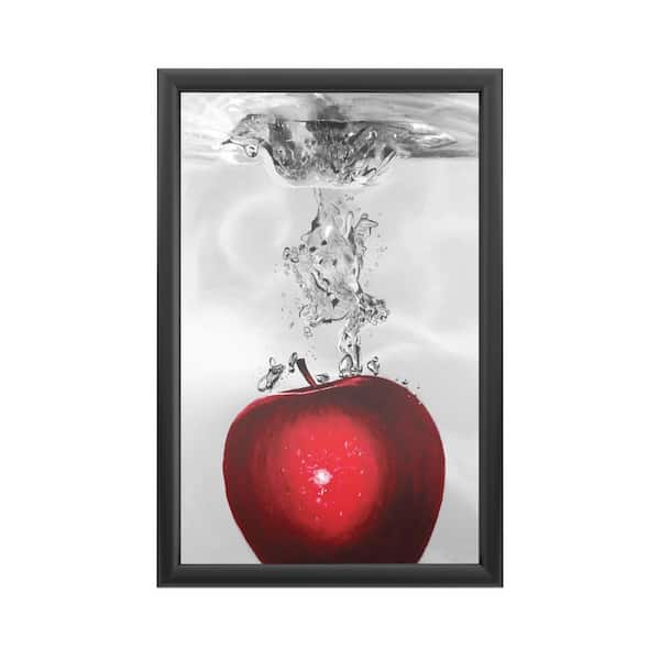 Trademark Fine Art "Red Apple Splash" by Roderick Stevens Framed with LED Light Still Life Wall Art 24 in. x 16 in.