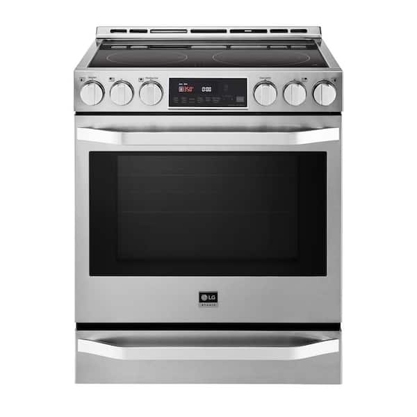 LG 30 in. 6.3 cu. ft. Smart Slide-In Electric Range with ProBake Convection Oven and Self-Clean in. Stainless Steel