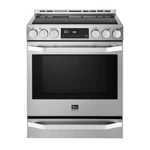 30 in. 6.3 cu. ft. Smart Slide-In Electric Range with ProBake Convection Oven and Self-Clean in. Stainless Steel