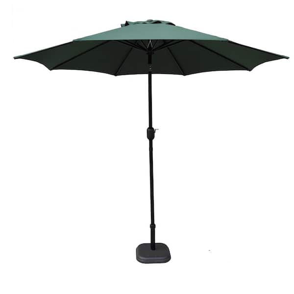 Caribbean Tropics 9 ft. Steel Market Patio Umbrella with Tilt in Dark Green