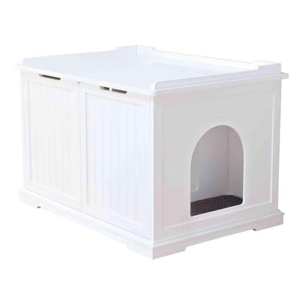 Trixie pet fashion wooden cat home and litter box white