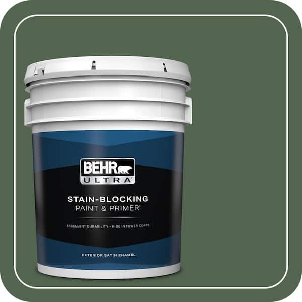 BEHR ULTRA 5 gal. #S410-7 Equestrian Green Satin Enamel Exterior Paint & Primer