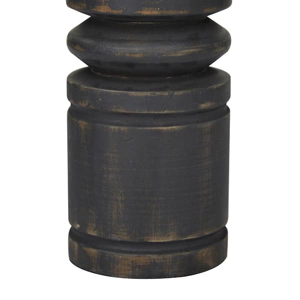 16, 12, and 8 Black Wood Pillar Candle Holder (Set of 3)