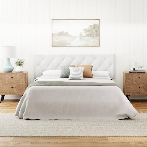 Brookside Avery Adjustable White Faux, White Faux Leather Headboard Bed