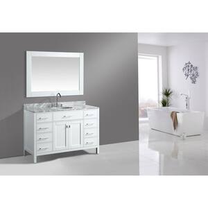 London 53.5 in. W x 21.5 in. D x 34.75 in. H Bath Vanity Cabinet without Top in White