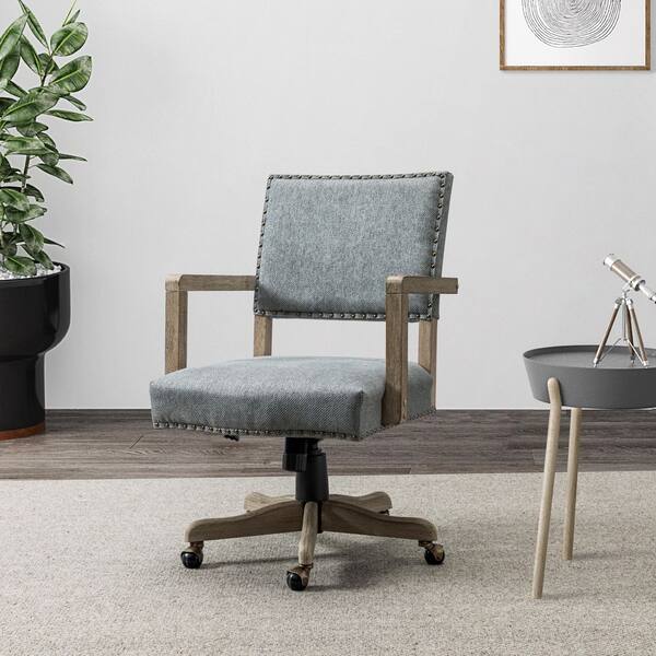 Home Decorators Collection Cosgrove Biscuit Beige Upholstered Office Chair with Arms and Adjustable Wood Base