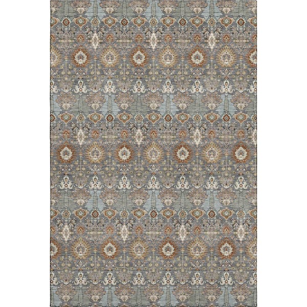Mayfield Premium Machine Washable Abstract AMF2251 Gray 9 ft. x 12 ft. Area Rug