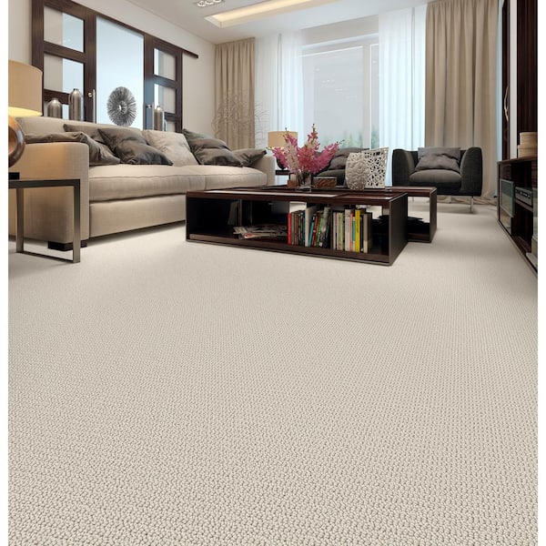 Bellridge Color Pebble - 37 oz. Nylon Loop Beige Installed Carpet