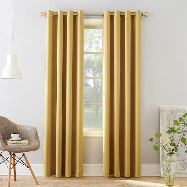 Sun Zero Gregory Flax Polyester 54 in. W x 84 in. L Grommet Room Darkening Curtain (Single Panel)