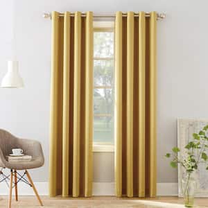 Gregory Flax Polyester 54 in. W x 54 in. L Grommet Room Darkening Curtain (Single Panel)