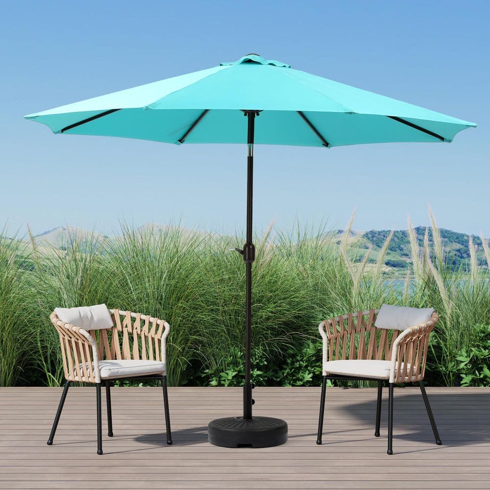 Turquoise 9-Foot Steel Patio Umbrella with Tilt and Crank