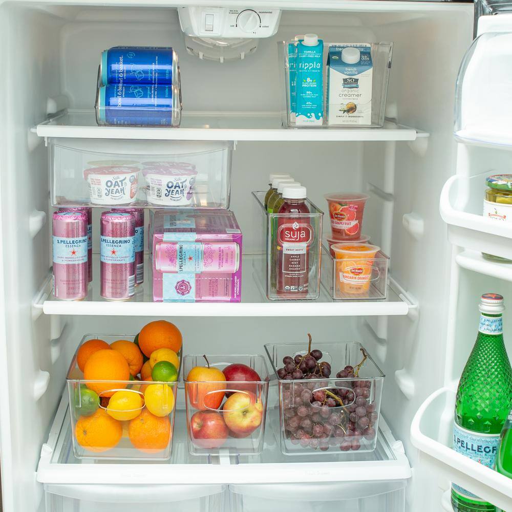Clear Rectangular Tall Kitchen Storage Bin with Handles