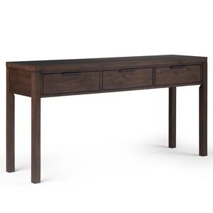 Hollander Solid Wood 60 in. Wide Contemporary Wide Console Table in Warm Walnut Brown