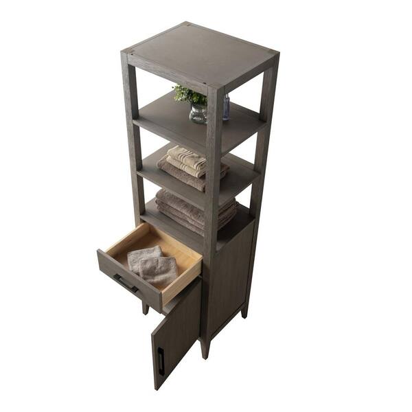 Vanity Art 21 in. W x 17 in. D x 72 in. H Brown MDF Floor Standing Linen Cabinet with Soft Close Door in Driftwood Gray/BN