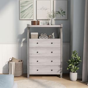 Brycce Coastal White 4-Drawers and 1-Shelf 30.87 in. Chest of Drawers