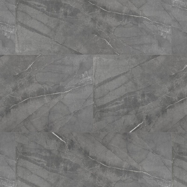 24 MIL x 12 in. W x 24 in. L Click Lock Waterproof Luxury SPC Vinyl Plank Flooring, Dark Gray Marble (20 sq. ft. /case)
