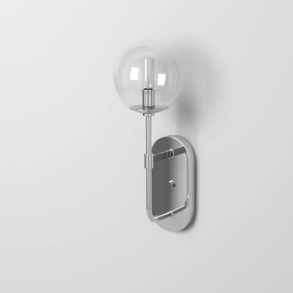 Mid-Century Modern Chrome 16.5" Direct Wired Wall Sconce