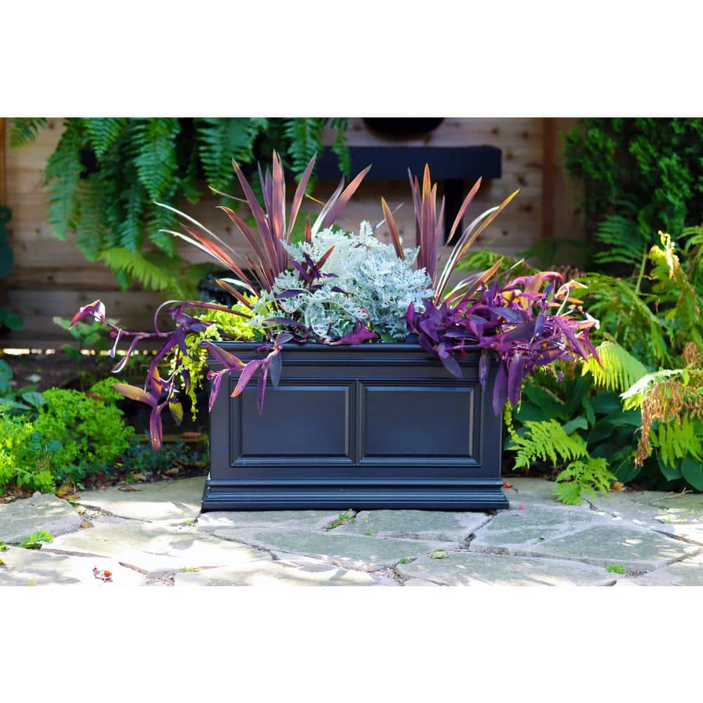 Large Black Self-Watering Rectangular Outdoor Planter