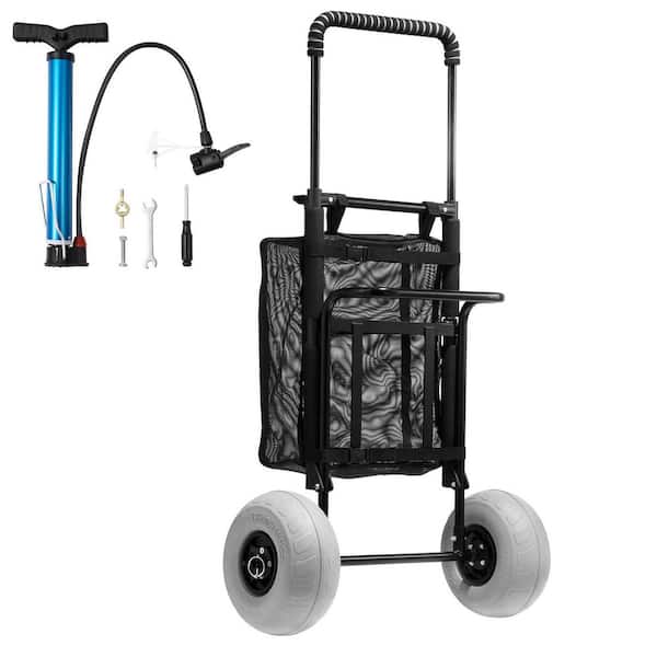 Beach Dolly Big Wheels for Sand,27.2 to 44.9 in. H 20.1 x 14.6 in. Cargo Deck,9 in. Wheels,5.5 cu. ft. steel Garden Cart