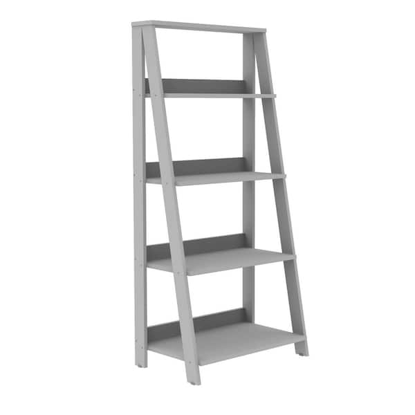 Walker Edison 68 Solid Wood Ladder Bookshelf - Grey