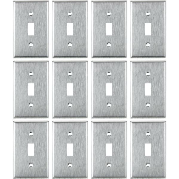 1-Gang Steel 1-Toggle/1-Switch UL Listed Plastic Switch Wall Plate (12-Pack)