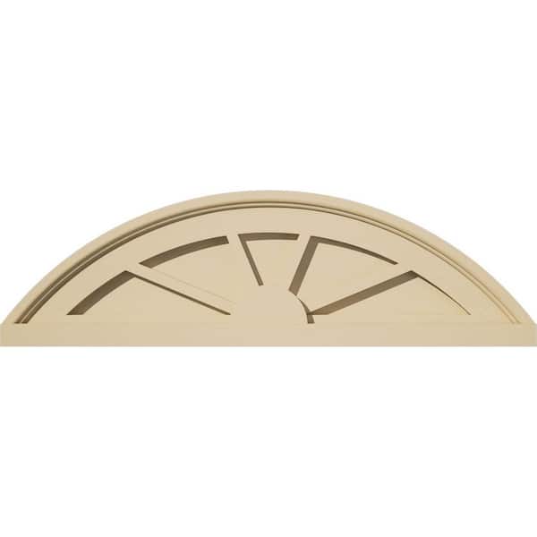 Ekena Millwork 24 in. W x 7 in. H x 2 in. P Segment Arch 4 Spoke Signature Urethane Pediment, Primed Tan