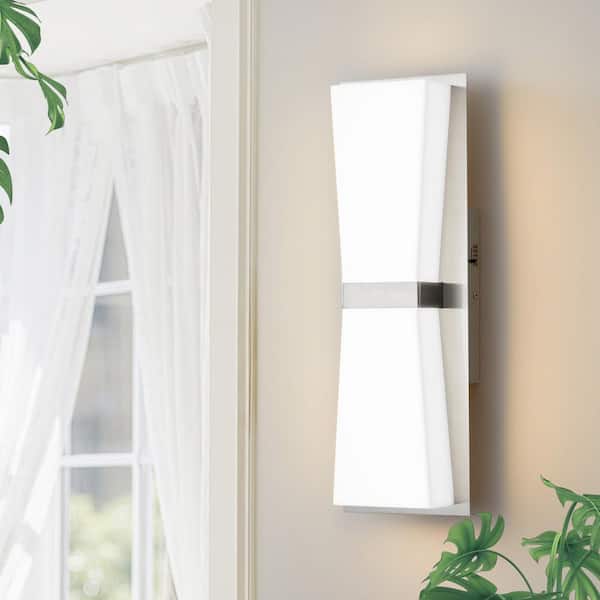 5.1 in. 1-Light Nickel LED Wall Sconce Modern Industrial with Frosted Acrylic Shade
