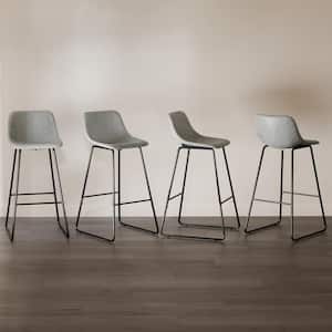 Alexander 30 in. Gray Faux Leather Bar Stool Low Back Metal Frame Counter Height Bar Stool (Set of 6)