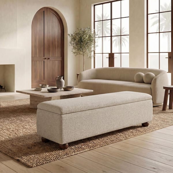 Lucija 62 in. Tan Bench with Storage