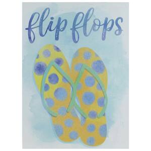 7.25 in. Decorative Yellow And Orange with Blue Polka Dots Flip Flops" Wooden Wall Plaque
