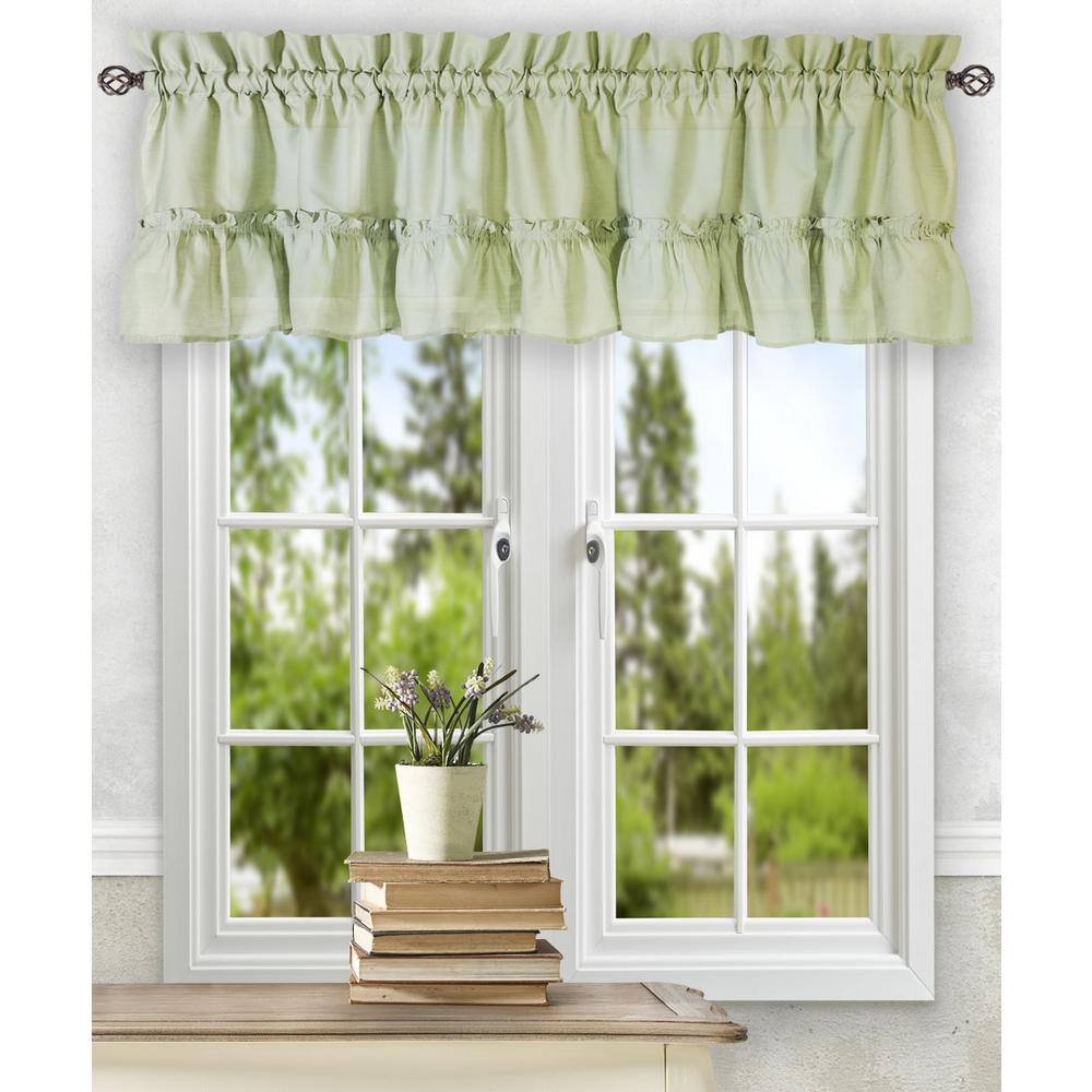 Ellis Curtain Classic Narrow 12 in. L Polyester/Cotton Ruffled Valance in  White 730462148001 - The Home Depot