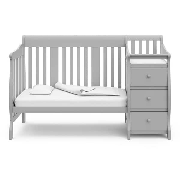 Storkcraft Portofino Pebble Gray 4 in. 1 Convertible Crib and Changer 04586 47F The Home Depot