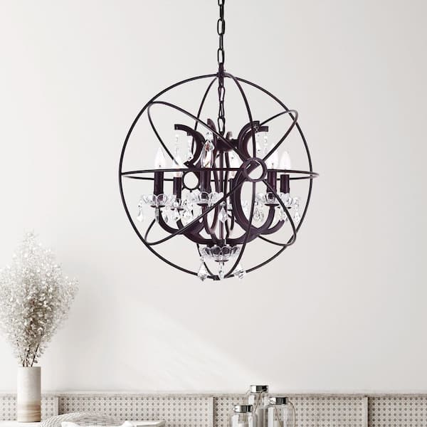 Campechia 6 Light Up Chandelier With Brown Finish