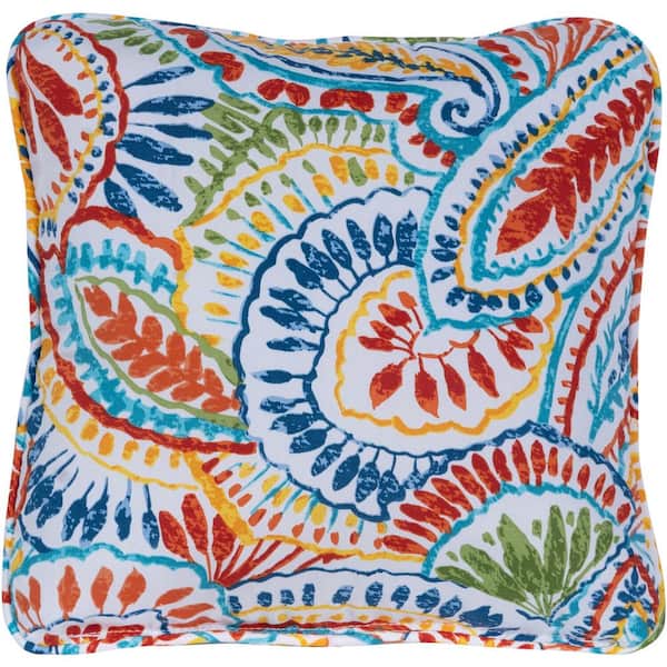 Hanover Paisley Multi-Color Indoor or Outdoor Throw Pillow