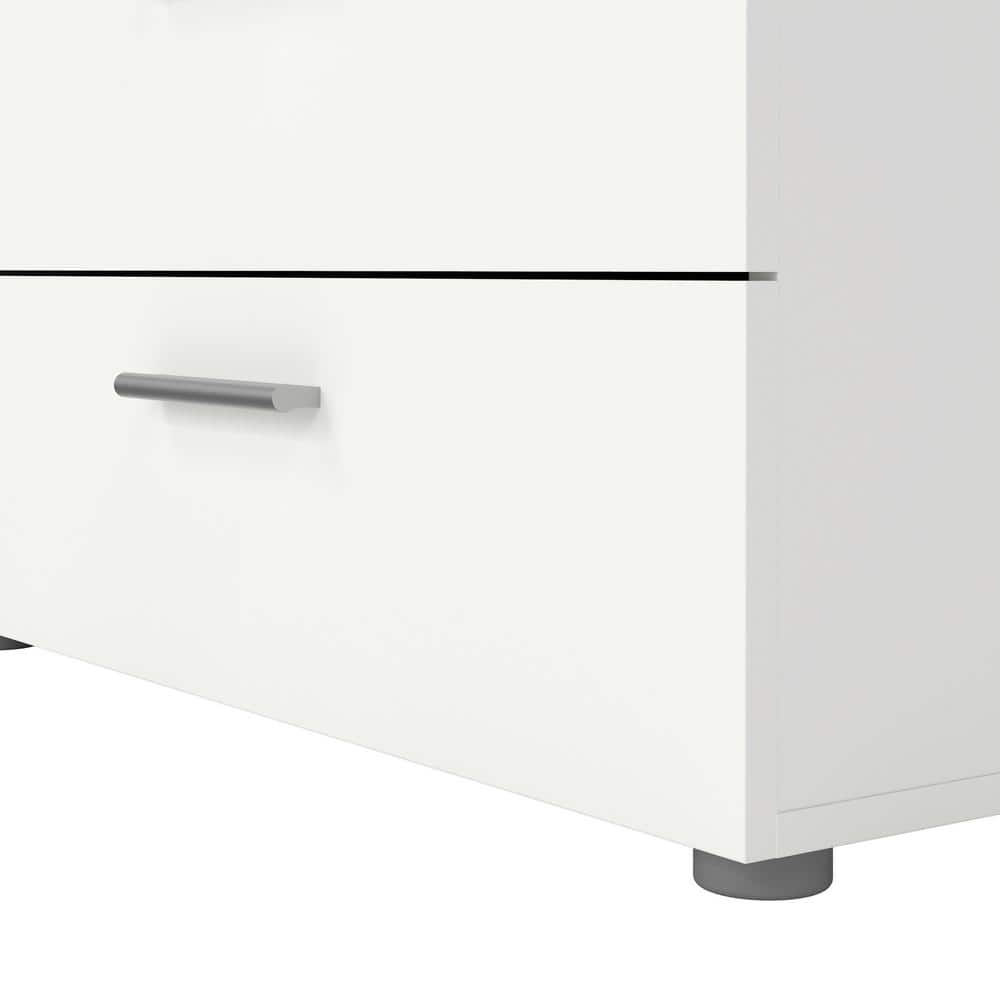 White MDF Double Dresser with 8 Horizontal Drawers