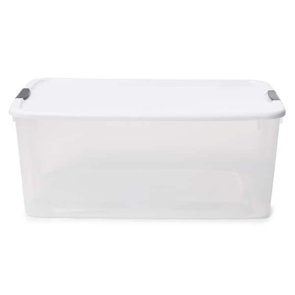 Large Storage Containers 105 Quart Clear Plastic Totes Latching Lids Set of  4