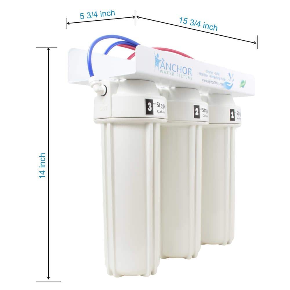Anchor 3-Stage Under Counter Water Filtration System with Chrome Faucet